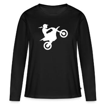Biker Girl Motocross Motorcyclist Biker Bike - Women's Premium Organic Long Sleeve Shirt - black - Front - Julia (174cm)
