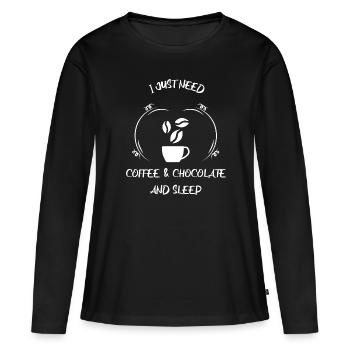Café, expresso, café et chocolat - T-shirt manches longues Premium bio Femme - noir - Devant - Julia (174cm)