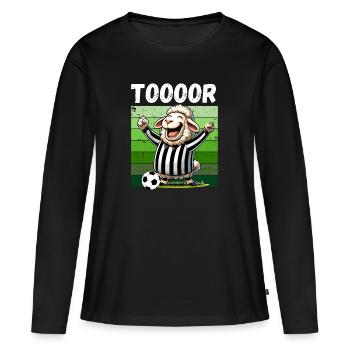 Fußball Fußballfan Schiri Elfmeter Fußballplatz - Frauen Premium Bio Langarmshirt - Schwarz - Vorne - Julia (174cm)
