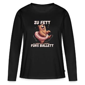 Ballet Ours Tutu Ballerine Drôle Fête Carnaval - T-shirt manches longues Premium bio Femme - noir - Devant - Julia (174cm)