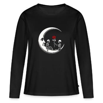 Romance Amour Gothique Lune Squelette Mort Rose Morbide - T-shirt manches longues Premium bio Femme - noir - Devant - Julia (174cm)