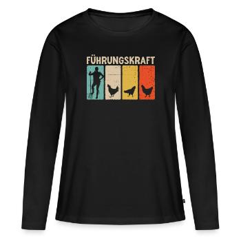 Hühner Landwirtin Führungskraft Huhn - Frauen Premium Bio Langarmshirt - Schwarz - Vorne - Julia (174cm)