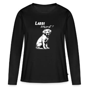 Chien Labrador Retriever Labbi Quoi d’autre pour une promenade - T-shirt manches longues Premium bio Femme - noir - Devant - Julia (174cm)