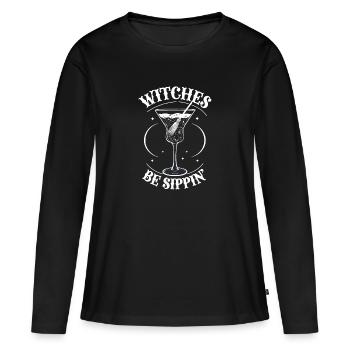 Halloween Women Witches Alcohol Girls Night Out Funny - Women's Premium Organic Long Sleeve Shirt - black - Front - Julia (174cm)