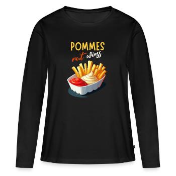 frites rut wiess snack bar Cologne kölsch fête drôle - T-shirt manches longues Premium bio Femme - noir - Devant - Julia (174cm)