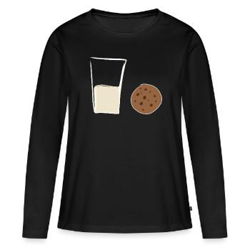 biscuit au lait de soja - T-shirt manches longues Premium bio Femme - noir - Devant - Julia (174cm)