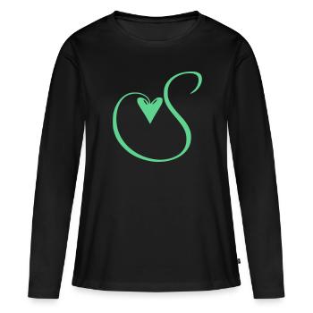 Monogramme S Cœur Vigne - T-shirt manches longues Premium bio Femme - noir - Devant - Julia (174cm)
