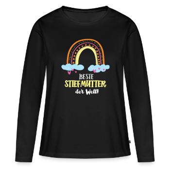 Beste Stiefmutter Mutter Mama Stiefmama Patchwork - Frauen Premium Bio Langarmshirt - Schwarz - Vorne - Julia (174cm)