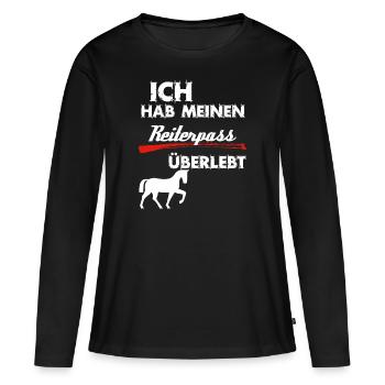 Reiterpass überlebt! Ich hab mein Pferd im Griff - Frauen Premium Bio Langarmshirt - Schwarz - Vorne - Julia (174cm)