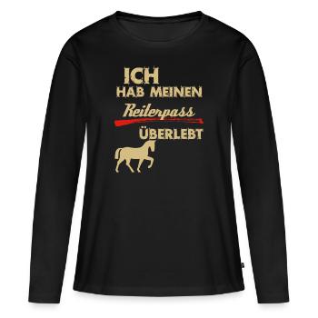 Reiterpass überlebt! Ich hab mein Pferd im Griff - Frauen Premium Bio Langarmshirt - Schwarz - Vorne - Julia (174cm)