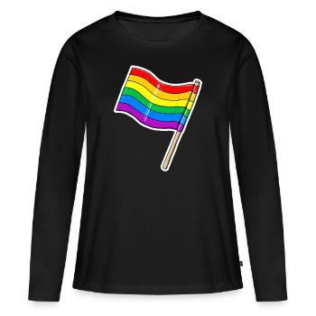 Drapeau arc-en-ciel - T-shirt manches longues Premium bio Femme - noir - Devant - Julia (174cm)