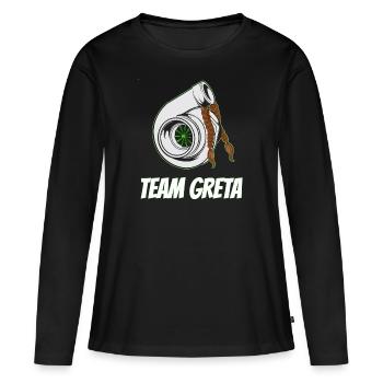 Équipe Greta avec turbocompresseur avec illustration de tresses - T-shirt manches longues Premium bio Femme - noir - Devant - Julia (174cm)