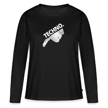 Techno Nonne - Dark Techno, Dark Minimal Techno, H - T-shirt manches longues Premium bio Femme - noir - Devant - Julia (174cm)