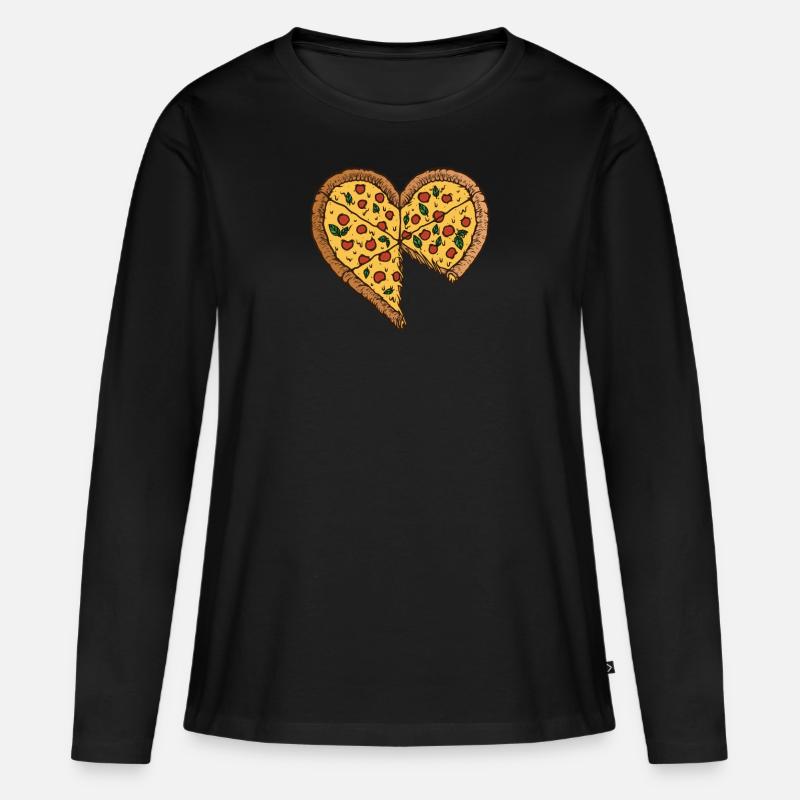 Daddy Son Partnerlook Couples Outfit Couples Pizza - Women's Premium Organic Long Sleeve Shirt - black