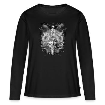 Chaman psychédélique - T-shirt manches longues Premium bio Femme - noir - Devant - Julia (174cm)
