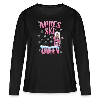 Apres Ski Queen - Frauen Premium Bio Langarmshirt - Schwarz - Vorne - Julia (174cm)