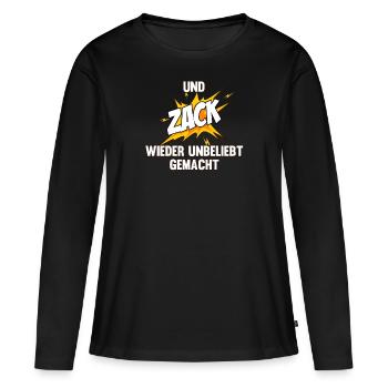 Und zack wieder unbeliebt gemacht - Frauen Premium Bio Langarmshirt - Schwarz - Vorne - Julia (174cm)