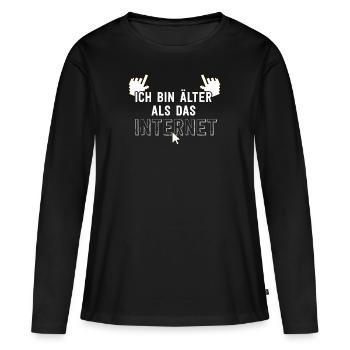 Ich bin älter als das Internet - Frauen Premium Bio Langarmshirt - Schwarz - Vorne - Julia (174cm)