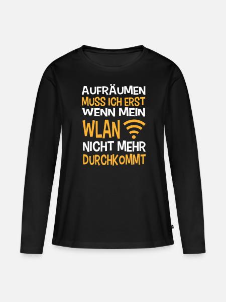 WLAN Aufräumen - Frauen Premium Bio Langarmshirt - Schwarz