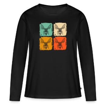 Guêpe rétro - T-shirt manches longues Premium bio Femme - noir - Devant - Julia (174cm)
