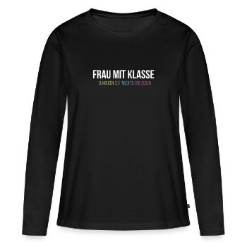 Lehrerin - Geschenk für Frau mit Klasse - Frauen Premium Bio Langarmshirt - Schwarz - Vorne - Julia (174cm)