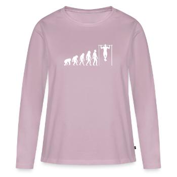 Fitness Design Evolution Gym Geschenk Weihnachten - Frauen Premium Bio Langarmshirt - Altrosa - Vorne - Julia (174cm)