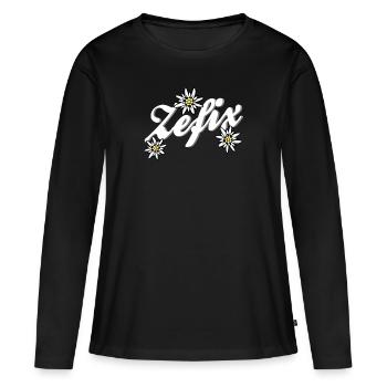 Edelweiß - Frauen Premium Bio Langarmshirt - Schwarz - Vorne - Julia (174cm)