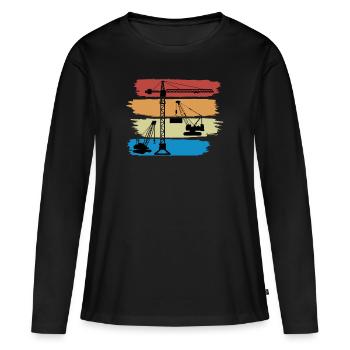 Kranführer Kran - Frauen Premium Bio Langarmshirt - Schwarz - Vorne - Julia (174cm)