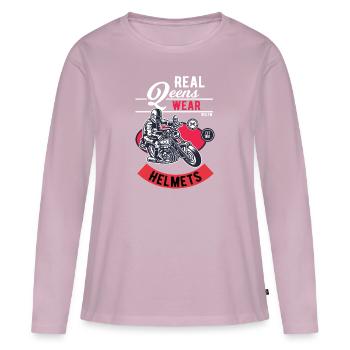 Motorrad Frauen Damen Biker Design Geschenk - Frauen Premium Bio Langarmshirt - Altrosa - Vorne - Julia (174cm)