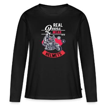 Motorrad Frauen Damen Biker Design Geschenk - Frauen Premium Bio Langarmshirt - Schwarz - Vorne - Julia (174cm)
