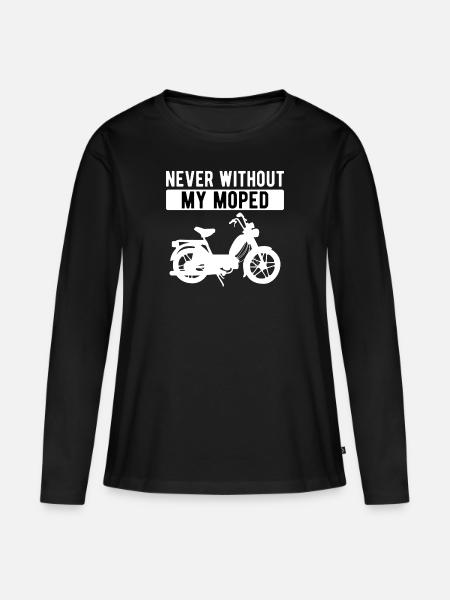 Moped Mofa Spruch Geschenk - Frauen Premium Bio Langarmshirt - Schwarz