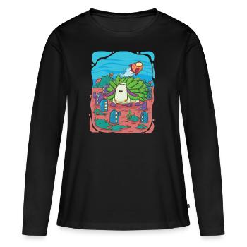 Visite de la ville sous-marine des moutons-feuilles-escargots - T-shirt manches longues Premium bio Femme - noir - Devant - Julia (174cm)