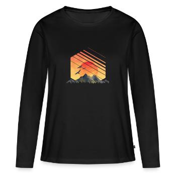 Montagne Graphique Montagne Graphique Nature - T-shirt manches longues Premium bio Femme - noir - Devant - Julia (174cm)