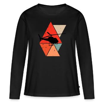 Hélicoptère pilote hélicoptère hélicoptère rétro - T-shirt manches longues Premium bio Femme - noir - Devant - Julia (174cm)