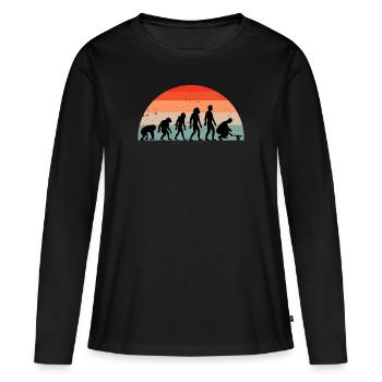 Pilzsammler Pilze sammeln retro Geschenk - Frauen Premium Bio Langarmshirt - Schwarz - Vorne - Julia (174cm)