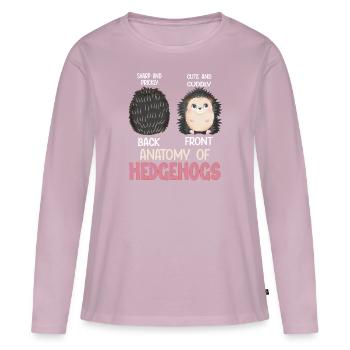 Anatomie du hérisson - T-shirt manches longues Premium bio Femme - rose poudré - Devant - Julia (174cm)