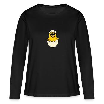chick - Women's Premium Organic Long Sleeve Shirt - black - Front - Julia (174cm)