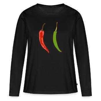 Spicy Chilli - T-shirt manches longues Premium bio Femme - noir - Devant - Julia (174cm)