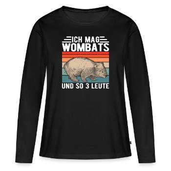Wombat Wombats Australien Beuteltier - Frauen Premium Bio Langarmshirt - Schwarz - Vorne - Julia (174cm)