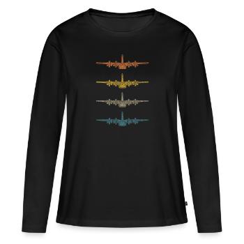 Rétro C-130 Hercules Gunship Avion Vintage C130 - T-shirt manches longues Premium bio Femme - noir - Devant - Julia (174cm)