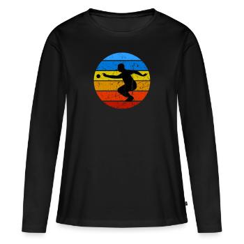 Boule Pétanque pétanque boule boule boule - T-shirt manches longues Premium bio Femme - noir - Devant - Julia (174cm)