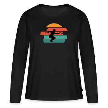 Boule Pétanque pétanque boule boule boule - T-shirt manches longues Premium bio Femme - noir - Devant - Julia (174cm)