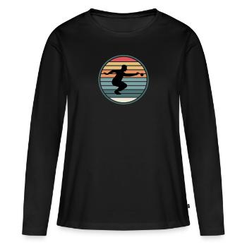 Boule Pétanque pétanque boule boule boule - T-shirt manches longues Premium bio Femme - noir - Devant - Julia (174cm)