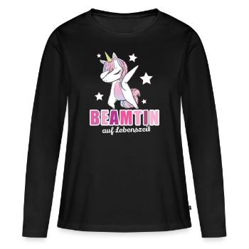 Beamtin Geschenk - Frauen Premium Bio Langarmshirt - Schwarz - Vorne - Julia (174cm)