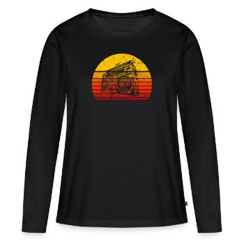 Retro Radio - T-shirt manches longues Premium bio Femme - noir - Devant - Julia (174cm)