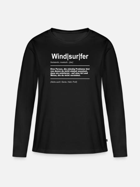 Windsurfen Windsurfer Surfen Wassersport Sommer - Frauen Premium Bio Langarmshirt - Schwarz