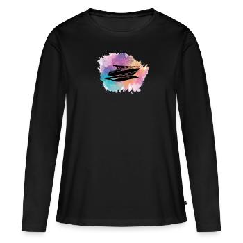 Bateau bateau bateau bateau bateau - T-shirt manches longues Premium bio Femme - noir - Devant - Julia (174cm)