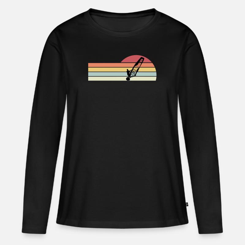 Windsurfen Windsurfer - Frauen Premium Bio Langarmshirt - Schwarz