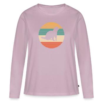 Loutres - T-shirt manches longues Premium bio Femme - rose poudré - Devant - Julia (174cm)