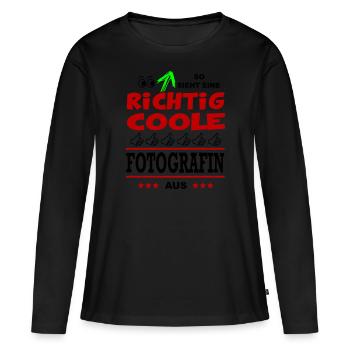 Job Beruf Arbeit Büro FOTOGRAFIN - Frauen Premium Bio Langarmshirt - Schwarz - Vorne - Julia (174cm)